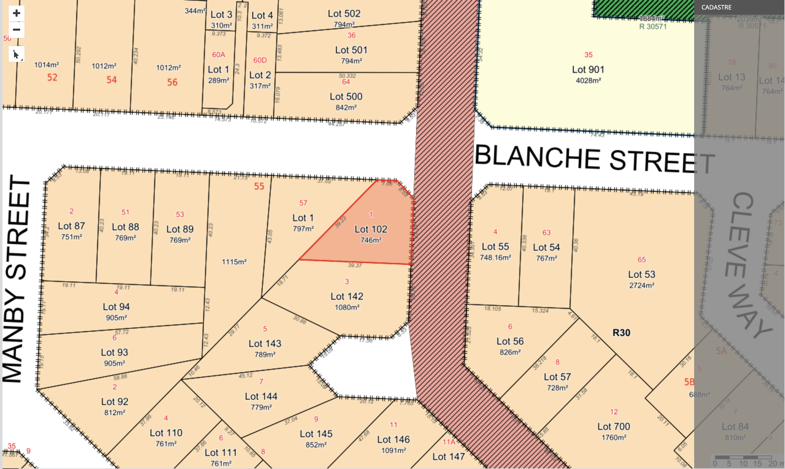 Intramap zoning and lot layout view